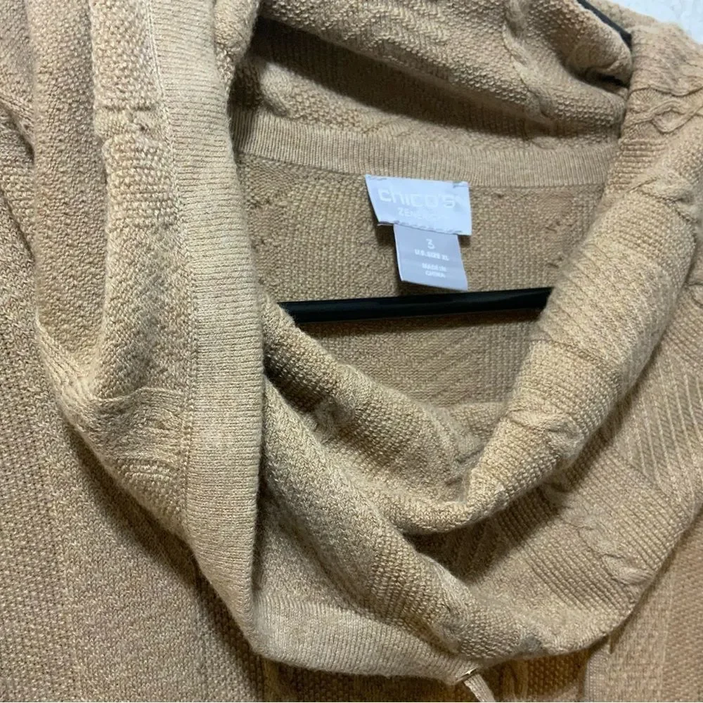 NWT Chico's Zenergy Cotton Cashmere Cable Knit Sweater Womens Size 3 US XL